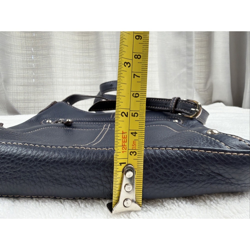 Tignanello Navy Pebbled Leather Crossbody Handbag Shoulder Bag Multiple Pockets - Picture 11 of 11